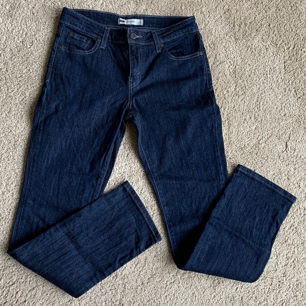 Levis Jeans Mid Rise Skinny straight leg dark wash jeans size 6 festival y2k - Picture 3 of 11